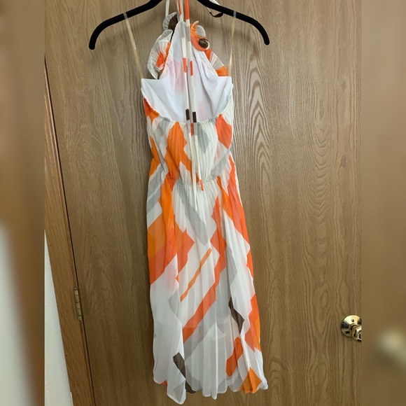 Minuet Halter Dress with Pleats and Ruffles - Picture 3 of 5